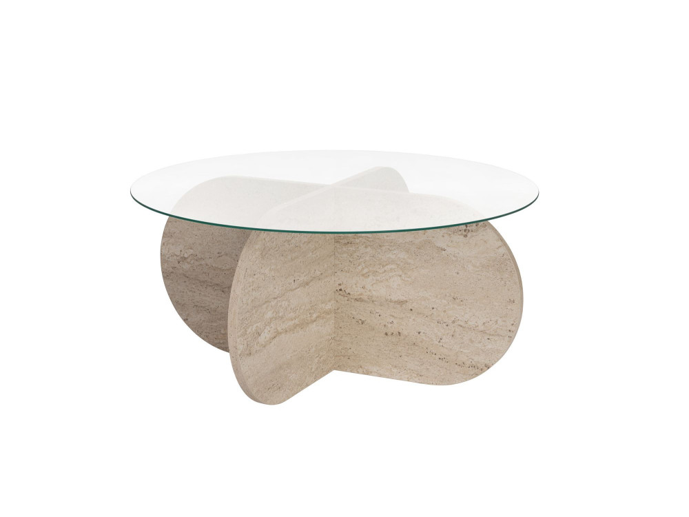 Couchtisch aus Holz „Aeris” – 75 x 75 x 35 cm – Transparent Travertin