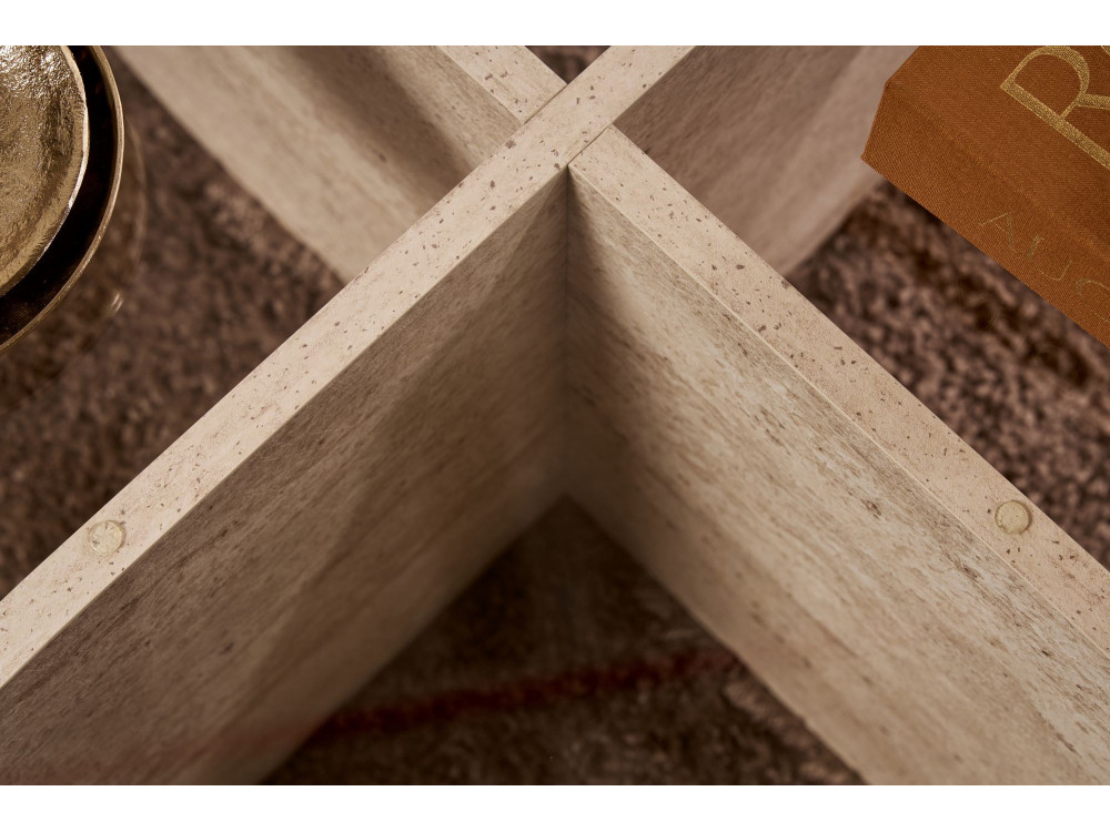 Couchtisch aus Holz „Aeris” – 75 x 75 x 35 cm – Transparent Travertin