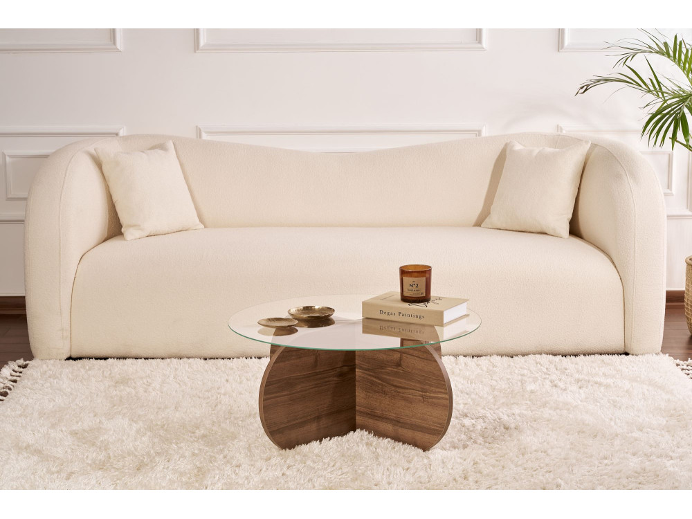 Couchtisch „Aeris“ aus Holz – 75 x 75 x 35 cm – Transparentes Walnussholz