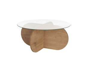 Couchtisch „Aeris“ aus Holz – 75 x 75 x 35 cm – Transparente Saphir-Eiche
