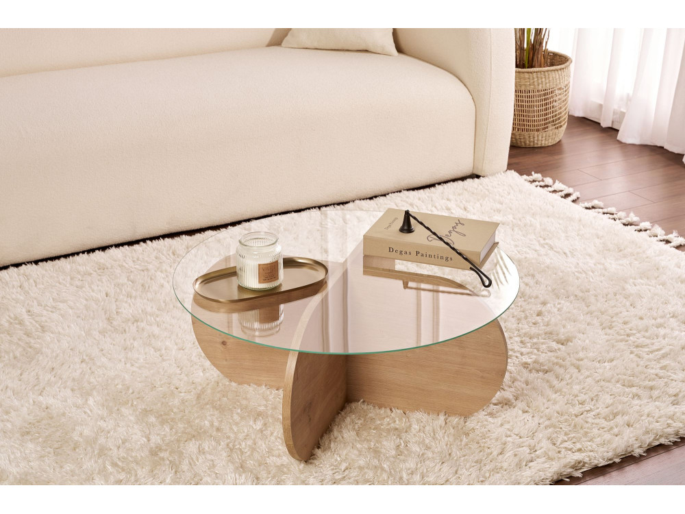 Couchtisch „Aeris“ aus Holz – 75 x 75 x 35 cm – Transparente Saphir-Eiche