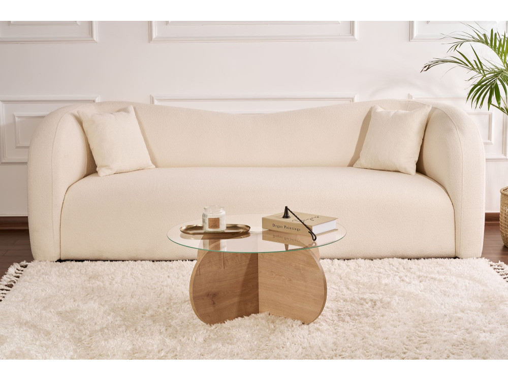 Couchtisch „Aeris“ aus Holz – 75 x 75 x 35 cm – Transparente Saphir-Eiche