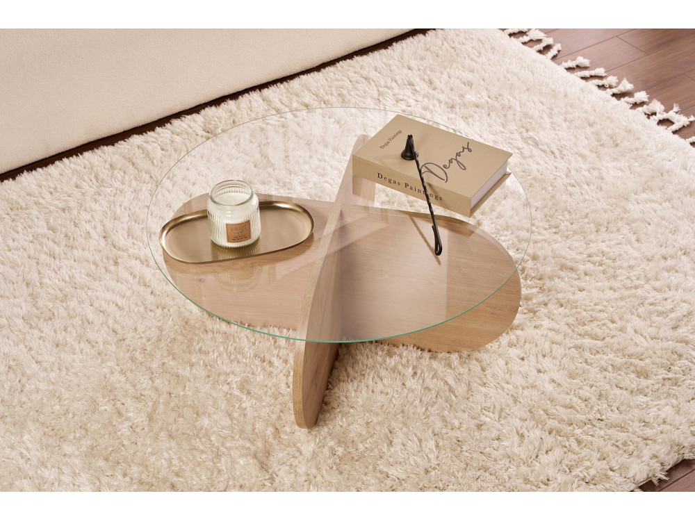 Couchtisch „Aeris“ aus Holz – 75 x 75 x 35 cm – Transparente Saphir-Eiche