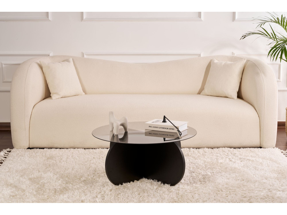 Couchtisch „Aeris“ aus Holz – 75 x 75 x 35 cm – Transparentes schwarzes Holz