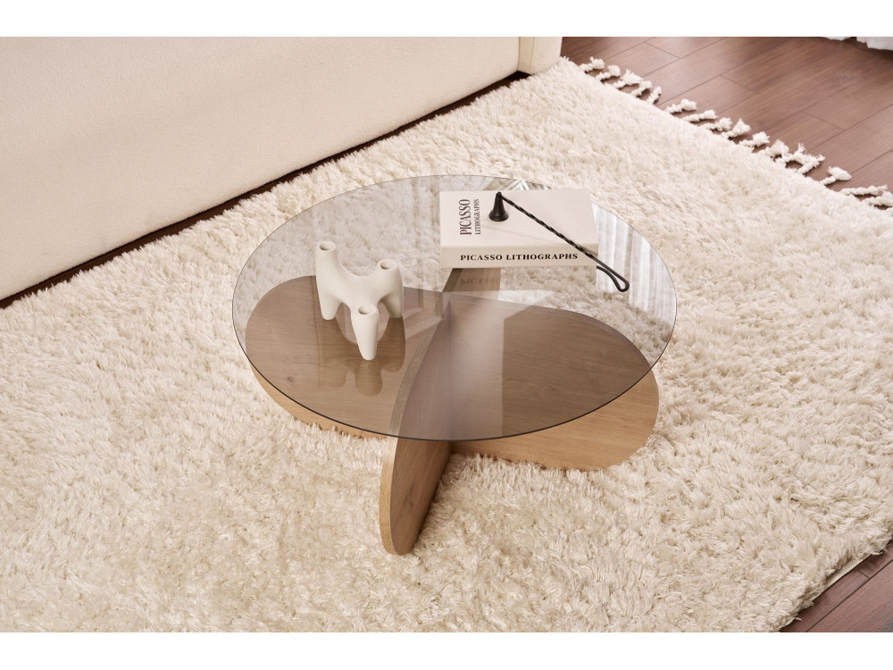 Couchtisch „Aeris“ aus Holz – 75 x 75 x 35 cm – Saphirgeräucherte Eiche