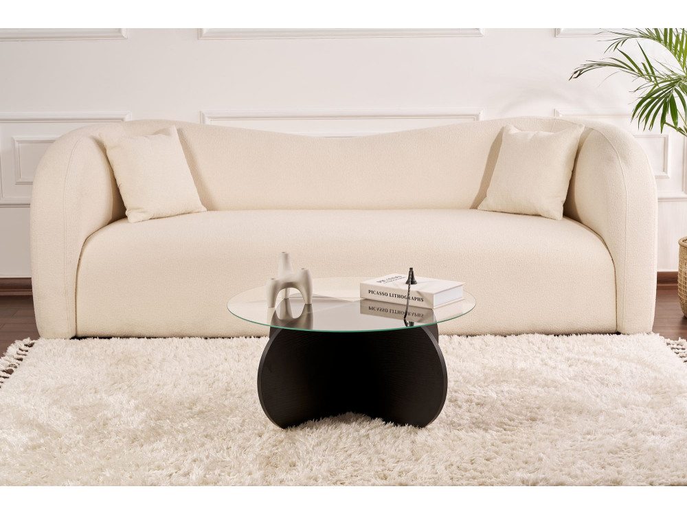 Couchtisch „Aeris“ aus Holz – 75 x 75 x 35 cm – Geräuchertes schwarzes Holz