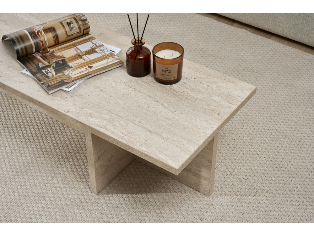 Couchtisch „Harbor“ aus Holz – 120 x 45 x 30 cm – Travertin