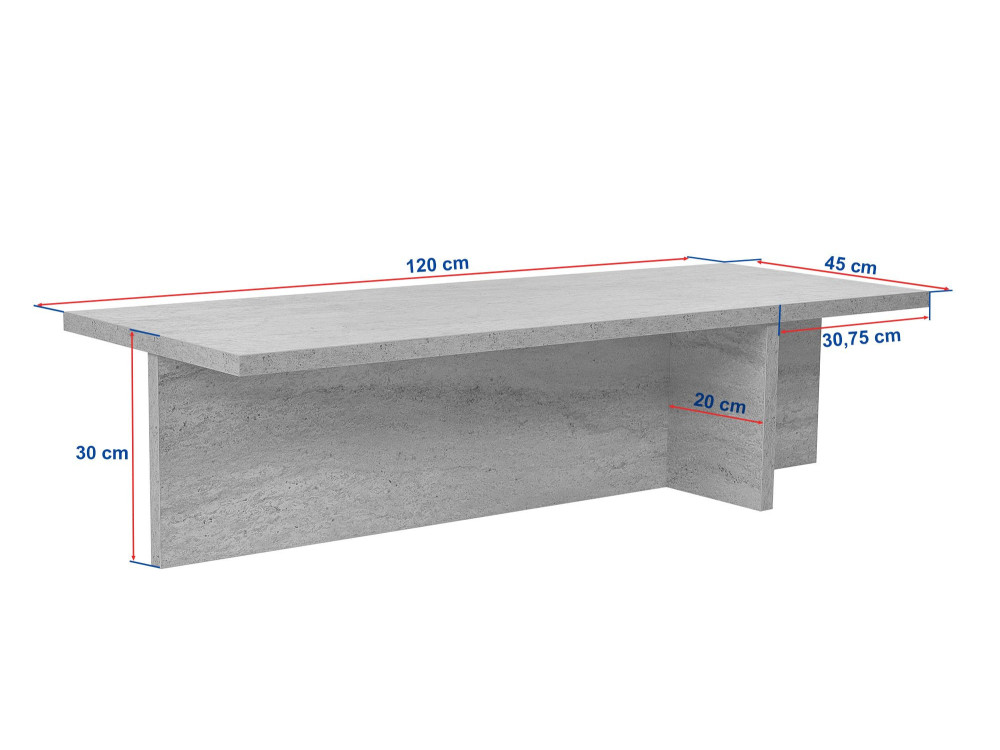 Couchtisch „Harbor“ aus Holz – 120 x 45 x 30 cm – Travertin