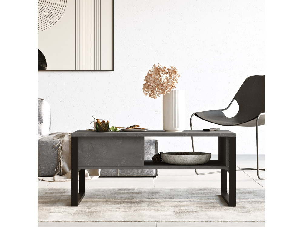 Couchtisch aus Holz "ML34" - 100 x 59 x 44 cm - Silber