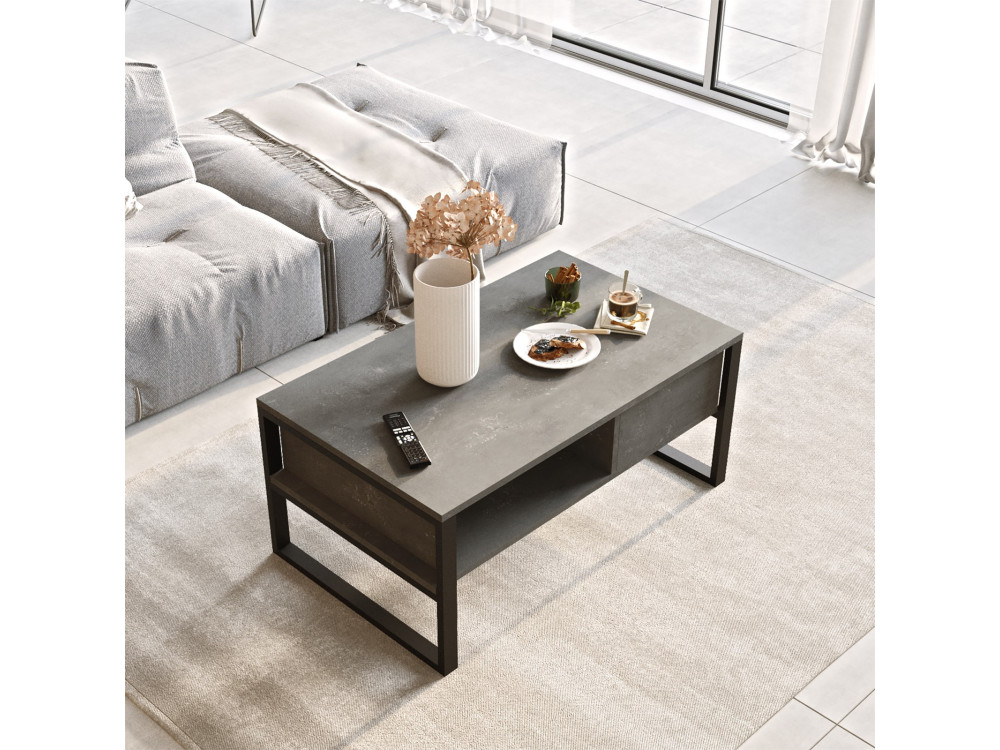Couchtisch aus Holz "ML34" - 100 x 59 x 44 cm - Silber