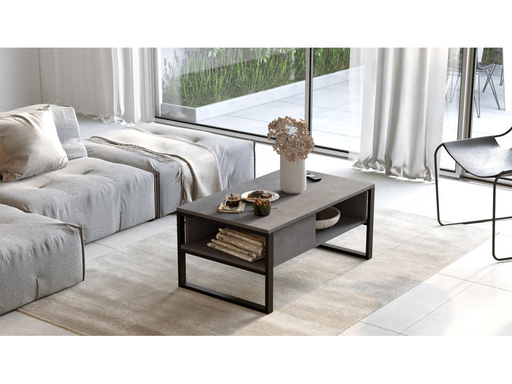 Couchtisch aus Holz "ML34" - 100 x 59 x 44 cm - Silber