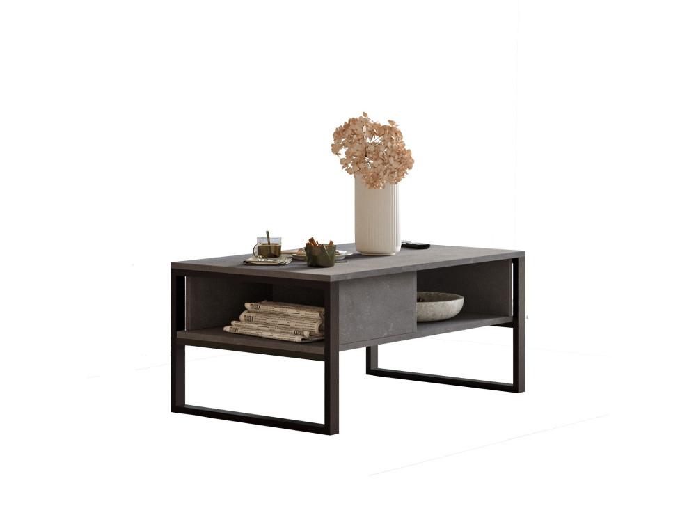 Couchtisch aus Holz "ML34" - 100 x 59 x 44 cm - Silber
