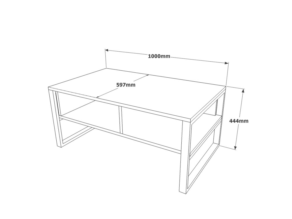Couchtisch aus Holz "ML34" - 100 x 59 x 44 cm - Silber