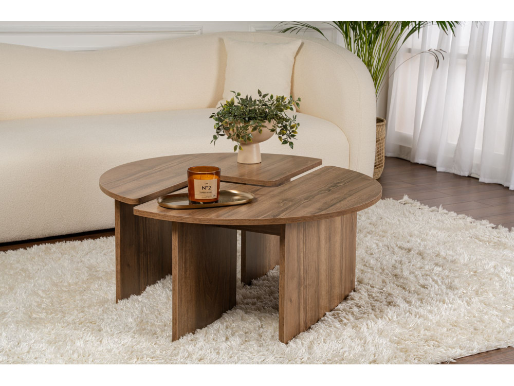 Couchtisch „Moira“ aus Holz – 90 x 90 x 41 cm – Walnuss