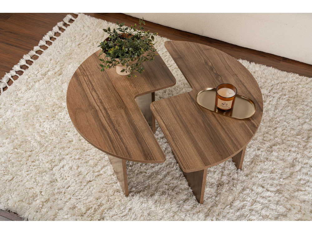 Couchtisch „Moira“ aus Holz – 90 x 90 x 41 cm – Walnuss