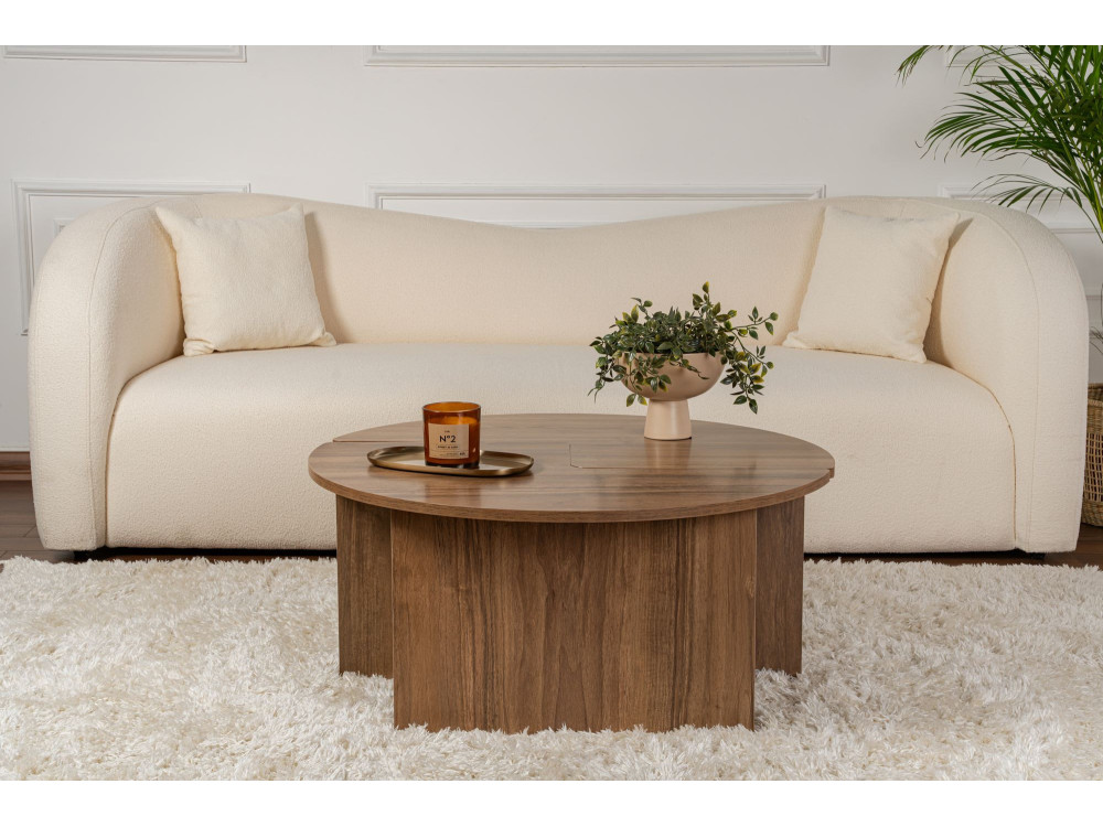 Couchtisch „Moira“ aus Holz – 90 x 90 x 41 cm – Walnuss