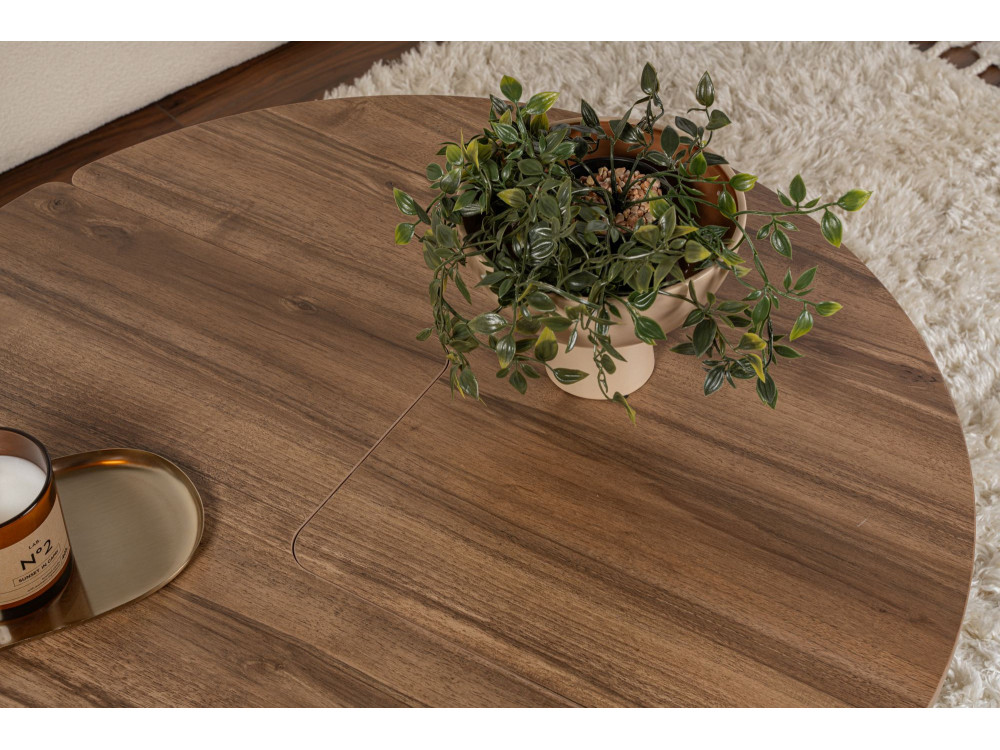 Couchtisch „Moira“ aus Holz – 90 x 90 x 41 cm – Walnuss