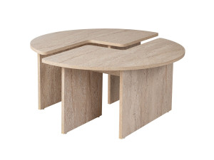 Couchtisch „Moira“ aus Holz – 90 x 90 x 41 cm – Travertin