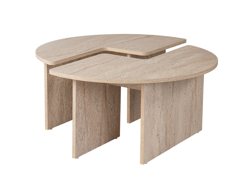 Couchtisch „Moira“ aus Holz – 90 x 90 x 41 cm – Travertin