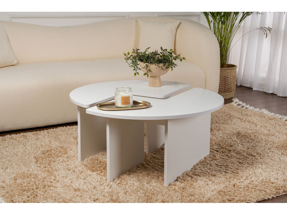 Couchtisch aus Holz "Moira" 90 x 90 x 41 cm - Naturweiß