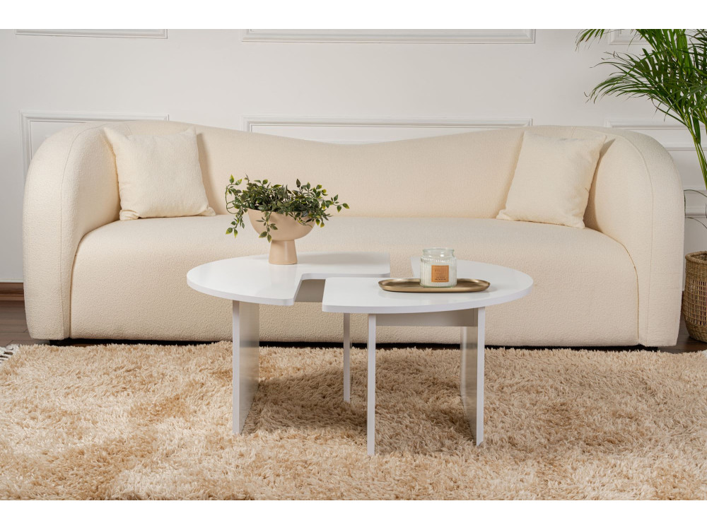 Couchtisch aus Holz "Moira" 90 x 90 x 41 cm - Naturweiß