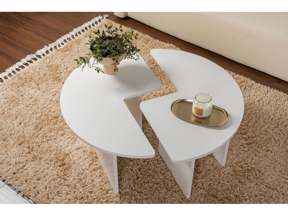 Couchtisch aus Holz "Moira" 90 x 90 x 41 cm - Naturweiß