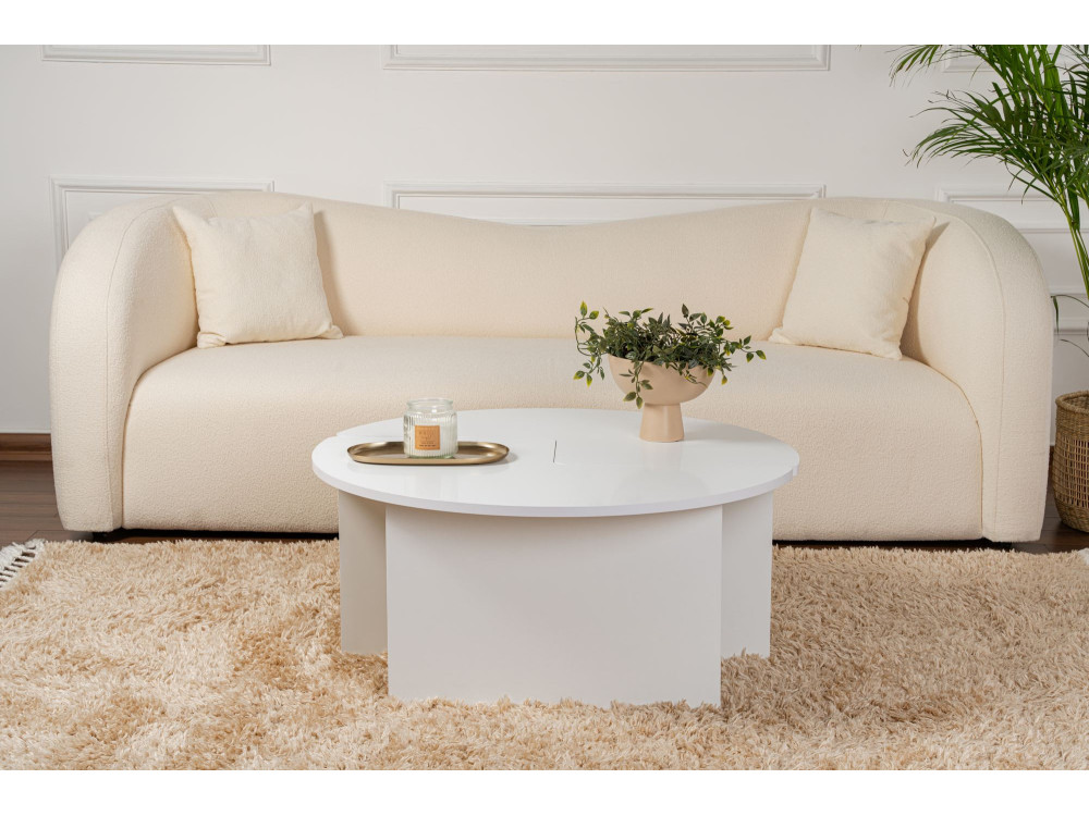 Couchtisch aus Holz "Moira" 90 x 90 x 41 cm - Naturweiß
