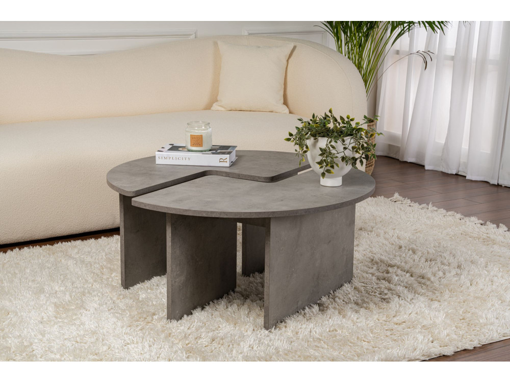Couchtisch aus Holz "Moira" 90 x 90 x 41 cm - Betongrau