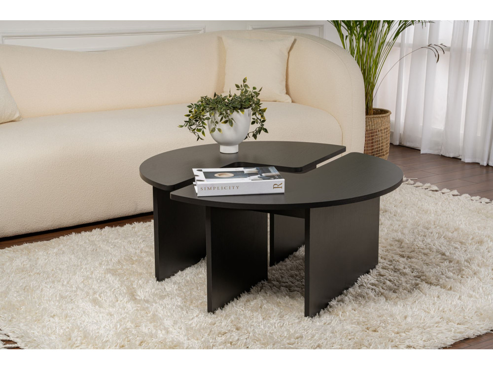 Couchtisch aus Holz "Moira" 90 x 90 x 41 cm - Schwarzes Holz