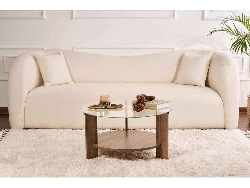 Couchtisch „Clara“ aus Holz – 75 x 75 x 40 cm – Transparentes Walnussholz