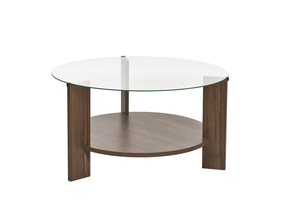 Couchtisch „Clara“ aus Holz – 75 x 75 x 40 cm – Transparentes Walnussholz