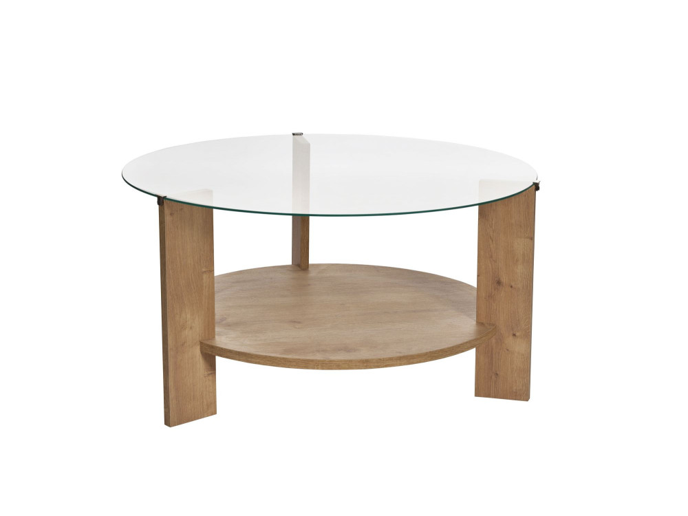 Couchtisch „Clara“ aus Holz – 75 x 75 x 40 cm – Transparente Saphir-Eiche