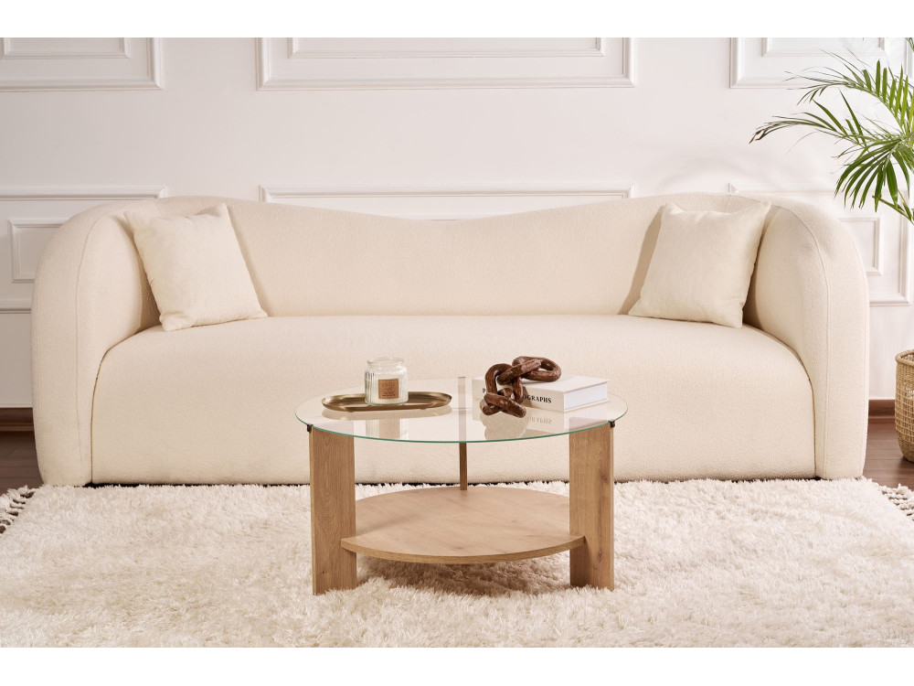 Couchtisch „Clara“ aus Holz – 75 x 75 x 40 cm – Transparente Saphir-Eiche