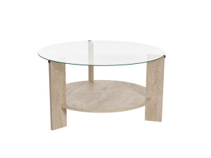 Couchtisch „Clara“ aus Holz – 75 x 75 x 40 cm – Transparenter Travertin