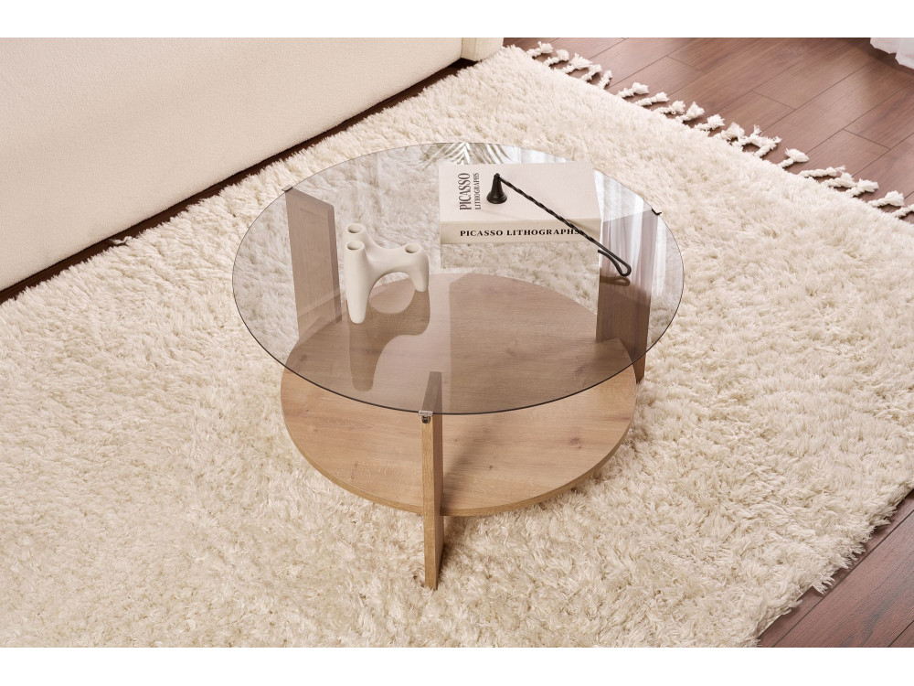 Couchtisch „Clara“ aus Holz – 75 x 75 x 40 cm – Saphir-Eiche