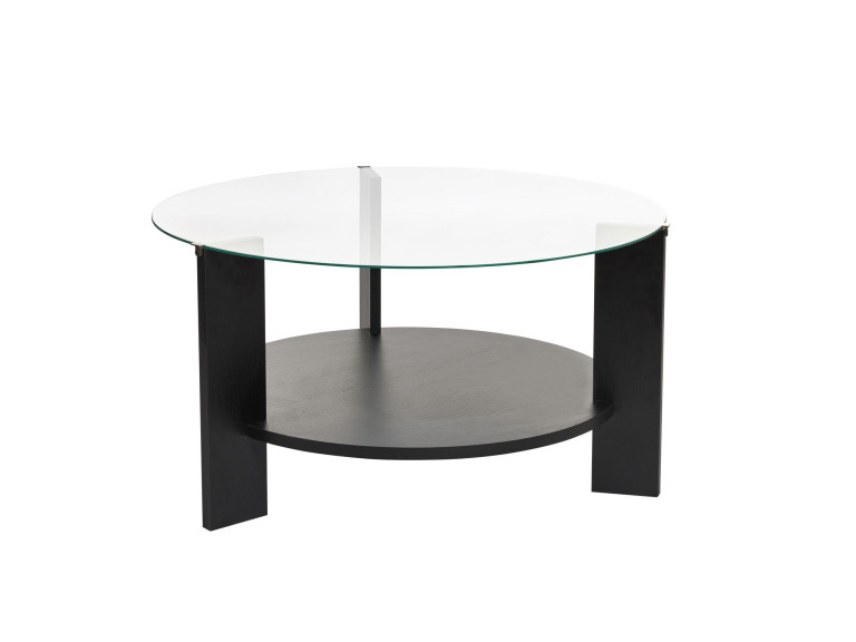 Couchtisch „Clara“ aus Holz – 75 x 75 x 40 cm – Transparentes schwarzes Holz