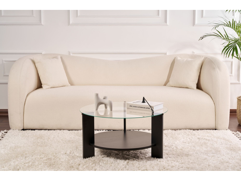 Couchtisch „Clara“ aus Holz – 75 x 75 x 40 cm – Transparentes schwarzes Holz