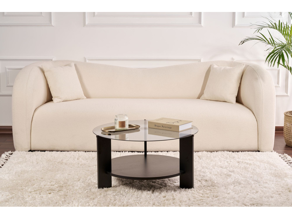 Couchtisch „Clara“ aus Holz – 75 x 75 x 40 cm – Geräuchertes schwarzes Holz