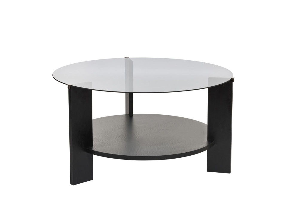 Couchtisch „Clara“ aus Holz – 75 x 75 x 40 cm – Geräuchertes schwarzes Holz