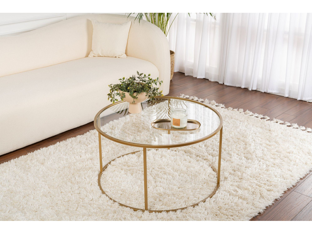 Couchtisch aus Metall „Aurum” – 80 x 80 x 43 cm – Transparent Gold