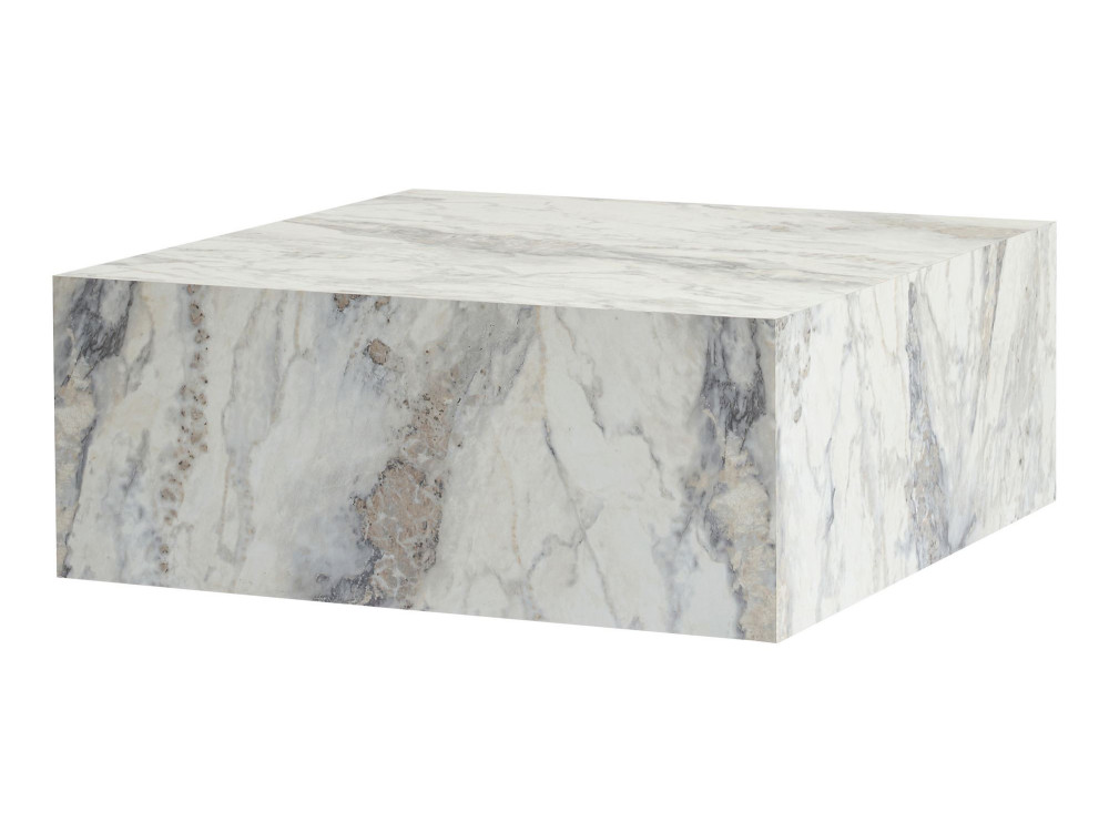 Couchtisch aus Holz „Prizma” – 90 x 90 x 35 cm – Marmor Freesia