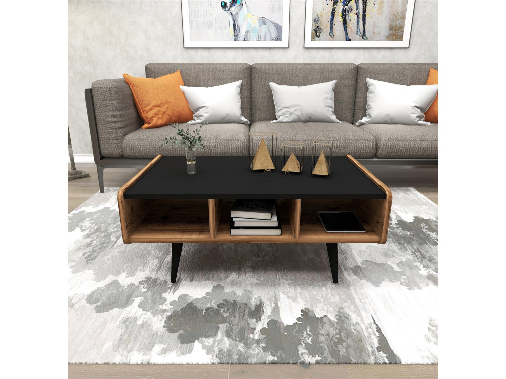 Holz Couchtisch "Line " - 90 x 56 x 40 cm - Walnuss hell