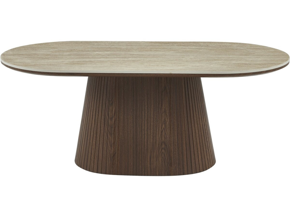 Ovaler Couchtisch aus Keramik "Portofino" - 120 cm -Travertin und Braun