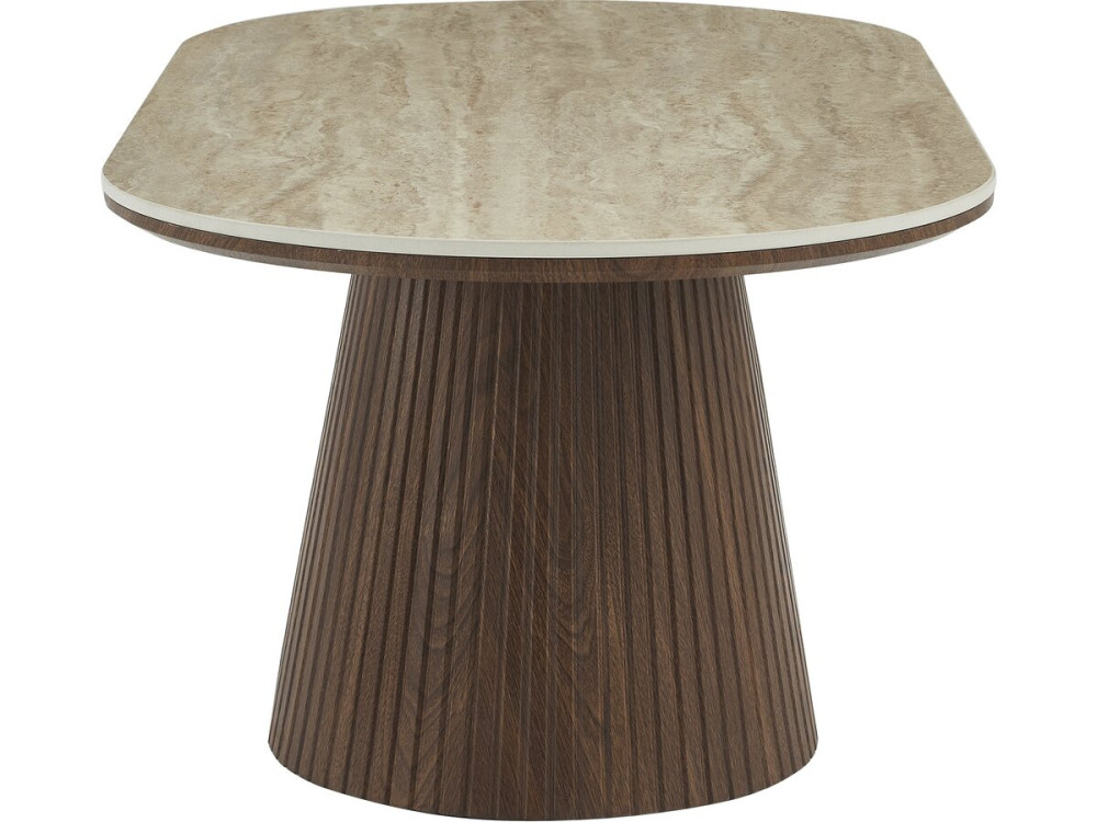 Ovaler Couchtisch aus Keramik "Portofino" - 120 cm -Travertin und Braun