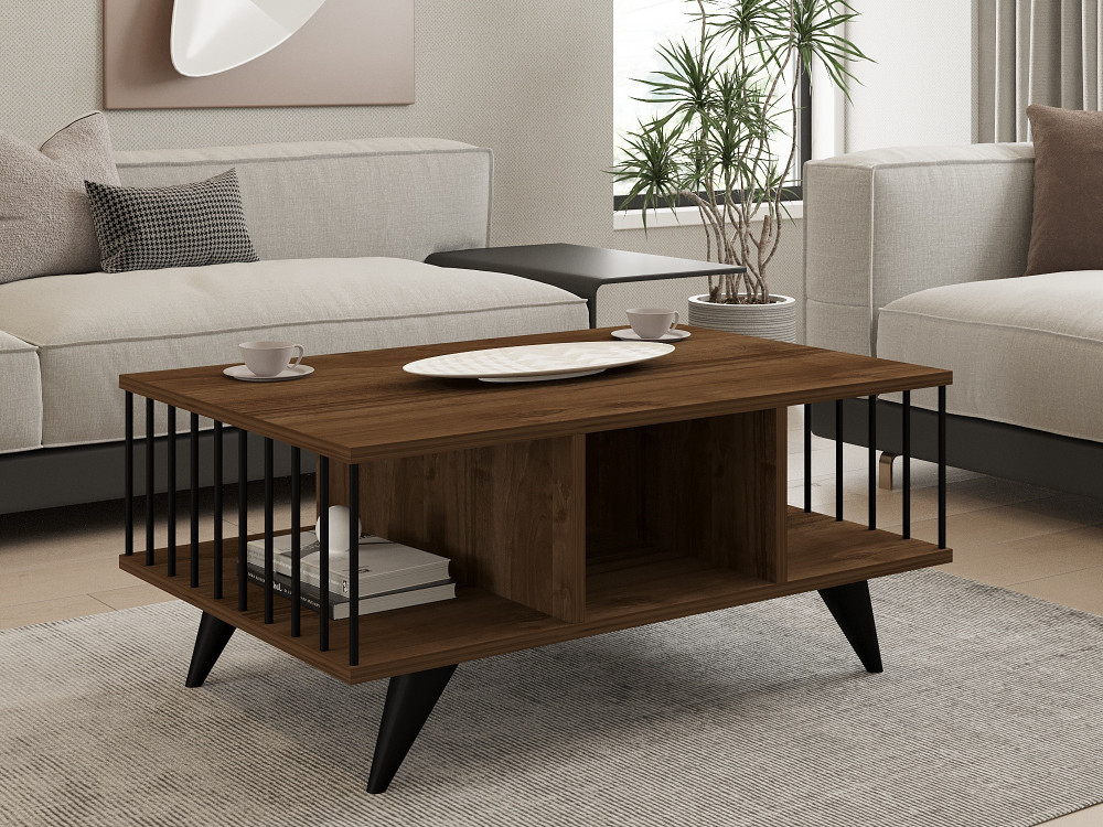 Couchtisch aus Holz "Bert" - 90 x 60 x 40 cm - Walnussholz
