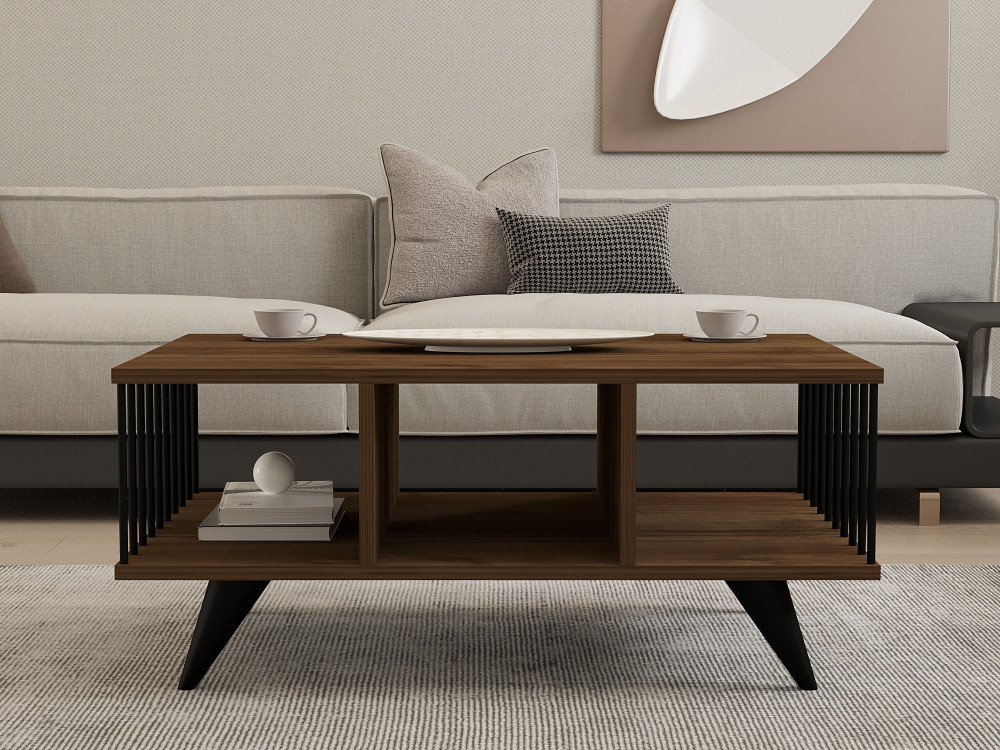Couchtisch aus Holz "Bert" - 90 x 60 x 40 cm - Walnussholz