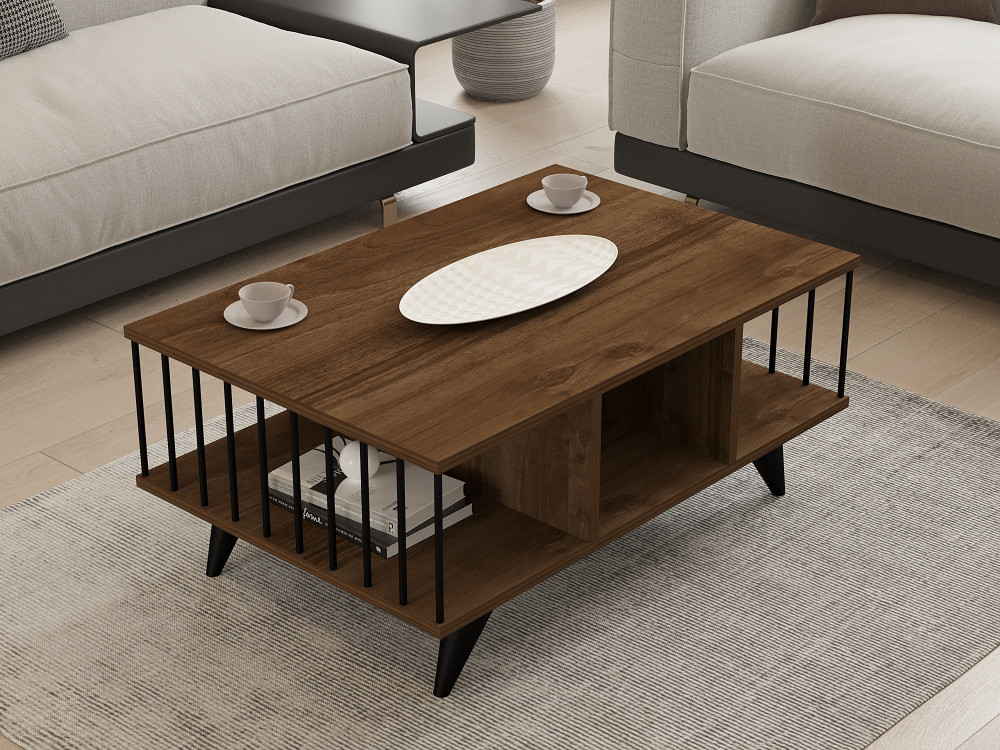 Couchtisch aus Holz "Bert" - 90 x 60 x 40 cm - Walnussholz