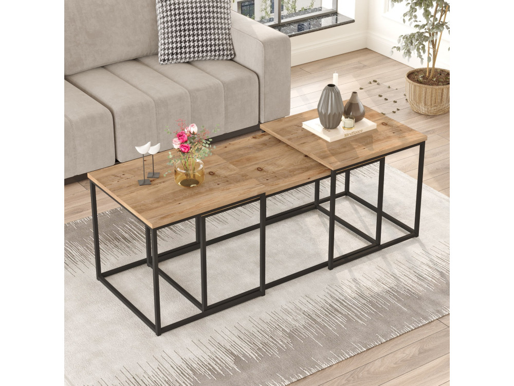 3er-Set Couchtische aus Holz "VG9" - 90 x 45 x 44 cm - Atlantikkiefer