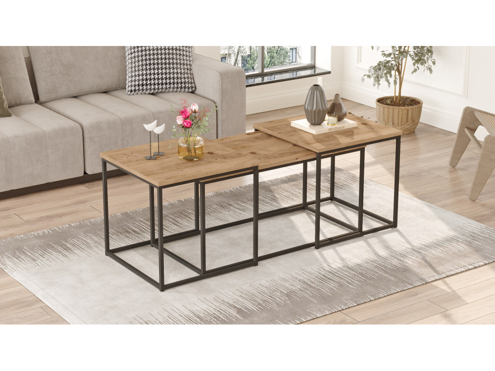 3er-Set Couchtische aus Holz "VG9" - 90 x 45 x 44 cm - Atlantikkiefer