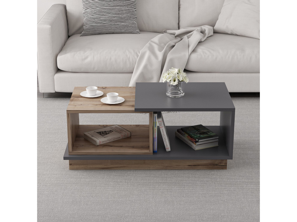 Couchtisch aus Holz "Consept" - 90 x 45 x 36 cm - Anthrazitgrau